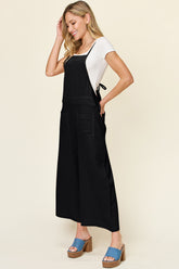 Double Take Full Size Texture Sleeveless Wide Leg Overall OutfitFlow